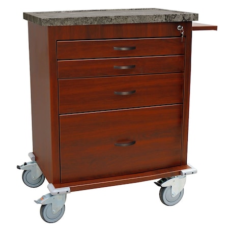 Wood Vinyl Wrapped Carts 4 Drawer Wood Vinyl Aluminum Treatment Cart WV6350